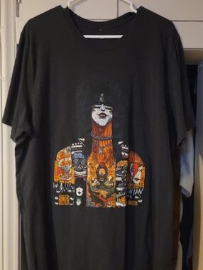Black Graphic Tee with Colorful Rock Collage Motley Crue